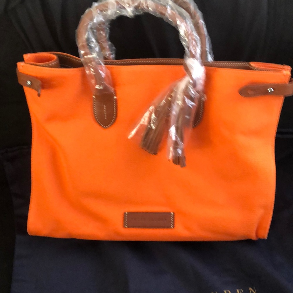 Orange canvas Ralph Lauren tote